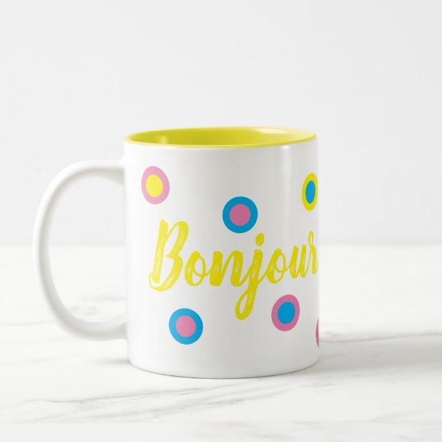 Tasse 2 Couleurs Bonjour Two-Tone Coffee Mug (Left)