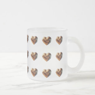 Tasse aus Mattglas mit goldenen Herzmotiven Frosted Glass Coffee Mug
