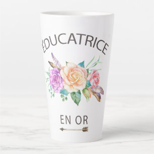 Tasse de café fleurs éducatrice en or latte mug