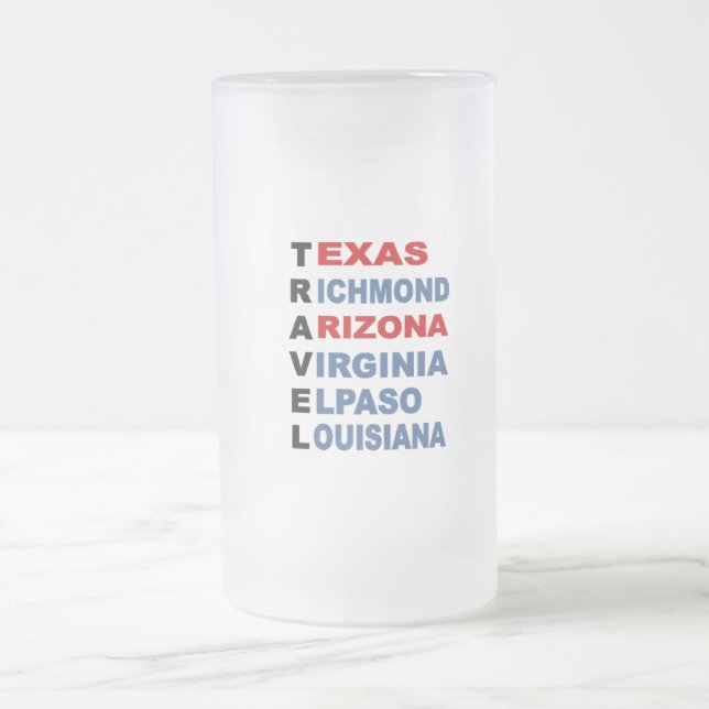 Tasse en verre glacé  TRAVEL  USA Frosted Glass Beer Mug (Center)