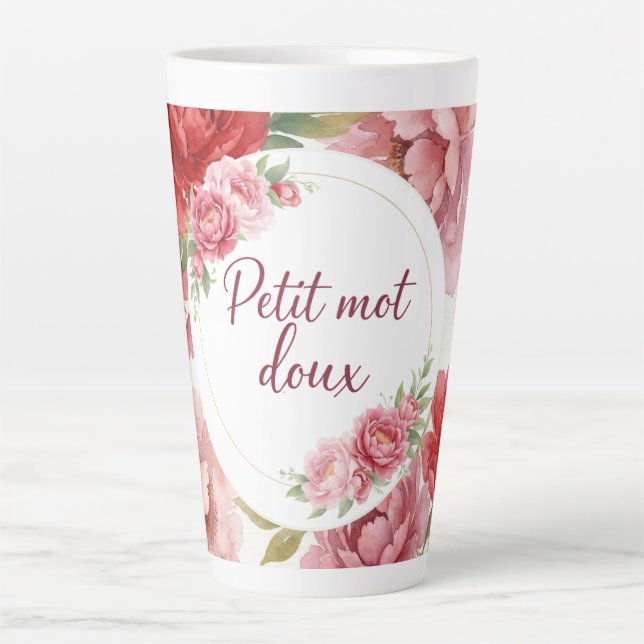 Tasse latte florale Petit mot doux Latte Mug (Front)
