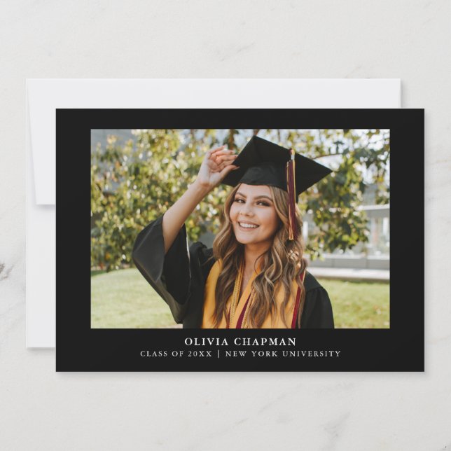 Tassel Black Bow Graduation Party Photo Thank You Card (Back)