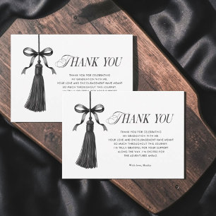 Tassel Black Bow Graduation Party Simple Thank You Card