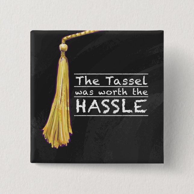Tassel Hassle Silver 15 Cm Square Badge (Front)