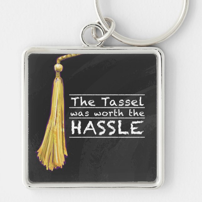 Tassel Hassle Silver Key Ring (Front)