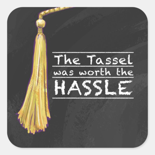 Tassel Hassle Silver Square Sticker (Front)