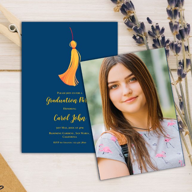 Tassel Photo 2025 Graduation Party Mini Invitation (Tassel Photo 2025 Graduation Party Mini Invitation)