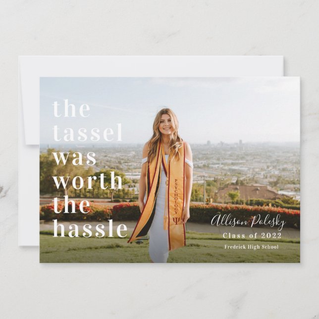 Tassel was Worth the Hassle Graduation Photo 2022 Announcement (Front)