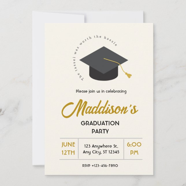 Tassel Worth the Hassle Graduation Invitation (Front)