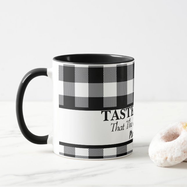 Taste And See That The LORD is Good, Black & White Mug (With Donut)
