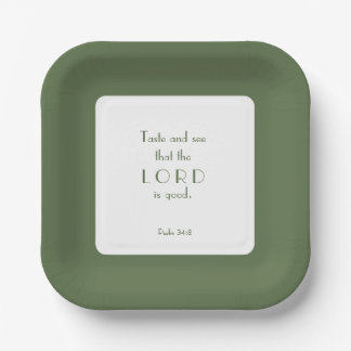 Taste and See the Lord Is Good | Green and White Paper Plate