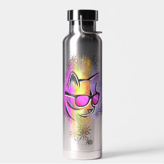 Taste cat colors sunglasses water bottle