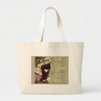 Taste Life Offer Encouraging Cat Photo Quote Large Tote Bag