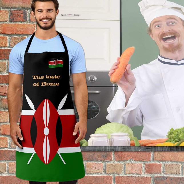 Taste of Home & Kenyan Flag, Kenya /Africa Cooking Apron (Creator Uploaded)