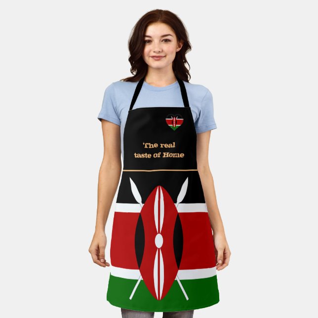 Taste of Home & Kenyan Flag, Kenya /Africa Cooking Apron (Worn)