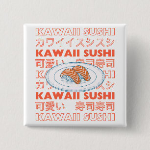 Taste of Japan Text & Sushi 15 Cm Square Badge