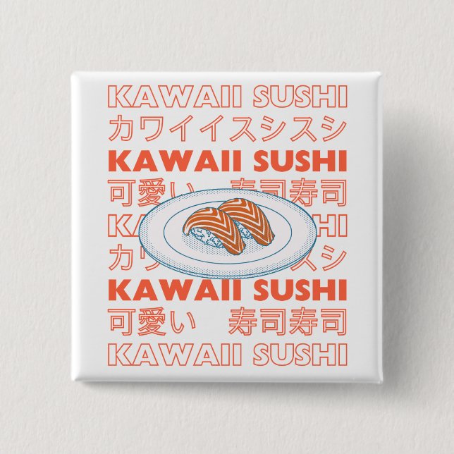 Taste of Japan Text & Sushi 15 Cm Square Badge (Front)