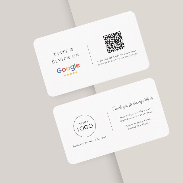 Taste & Review | Google Restaurant Logo QR Code  Business Card (Creator Uploaded)