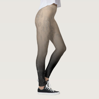 Tasteful Black Artistic Pencil Blotches and Shade Leggings