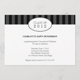 Tasteful black stripe graduation class invitation