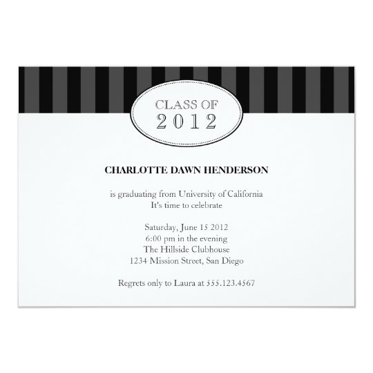 Tasteful black stripe graduation class invitation