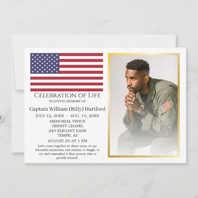 Tasteful Elegant Celebration of Life Funeral Invitation (Front)