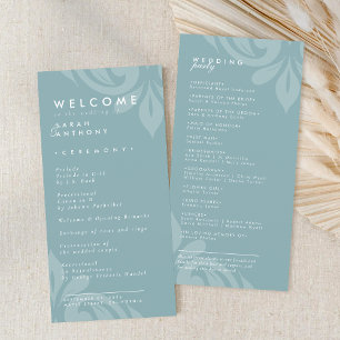 Tasteful Elegant Damask Cadet Grey Wedding Program
