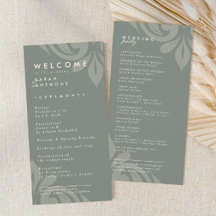 Tasteful Elegant Damask Olive Wedding Program