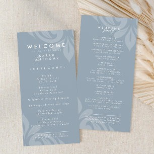 Tasteful Minimal Damask Cadet Grey Wedding Program