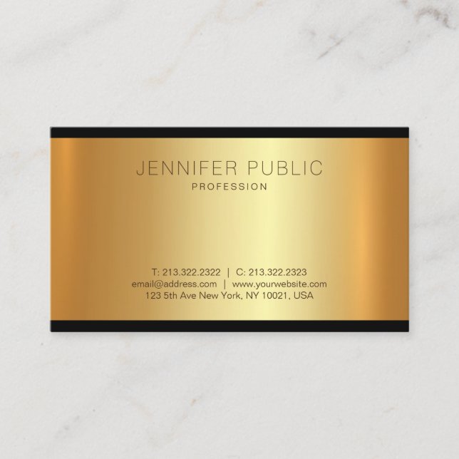 Tasteful Modern Gold Glamourous Professional Business Card (Front)