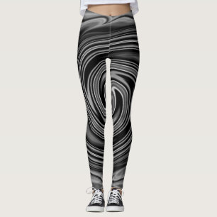 Tasteful White Monochrome Blurred Spiral Effect Le Leggings