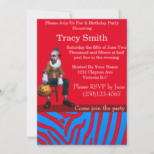 Tastefully Party Clown Birthday Invitation