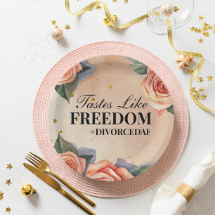 "Tastes Like Freedom" Floral Divorce Party Paper Plate