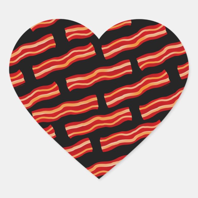 Tasty Bacon Strips Pattern Heart Sticker (Front)