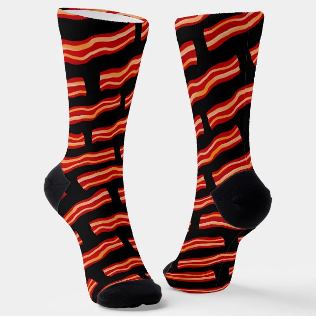 Tasty Bacon Strips Pattern Socks (Angled)