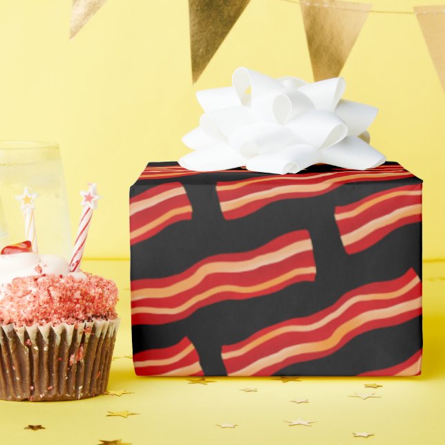 Tasty Bacon Strips Pattern Wrapping Paper (Birthday Party)