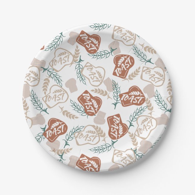 Tasty Bread Toast Pattern Paper Plate (Front)
