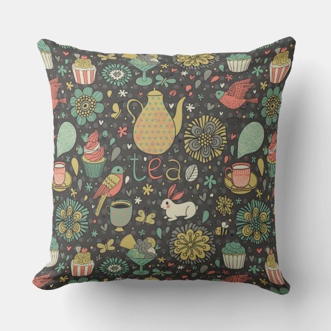 Tasty bright Tea Card Cushion (Front)
