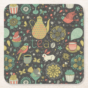 Tasty bright Tea Card Square Paper Coaster