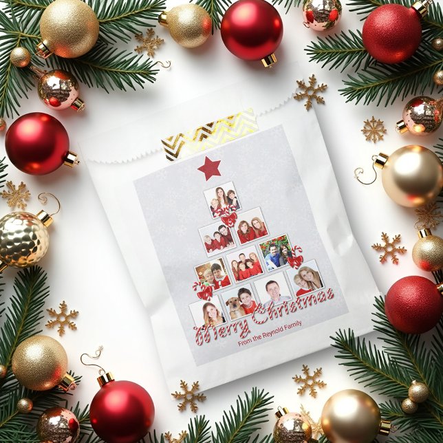 Tasty Candy Cane Christmas Tree Photo Collage Favour Bags (Creator Uploaded)