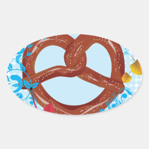 Tasty Cartoon Pretzel 3 Oval Sticker