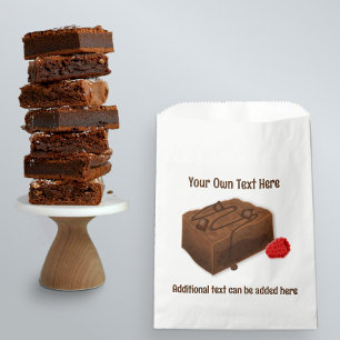 Tasty Chocolate Brownie Square and your own text  Favour Bags