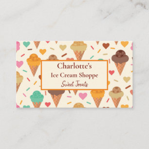 Tasty colourful ice cream pattern custom  business card