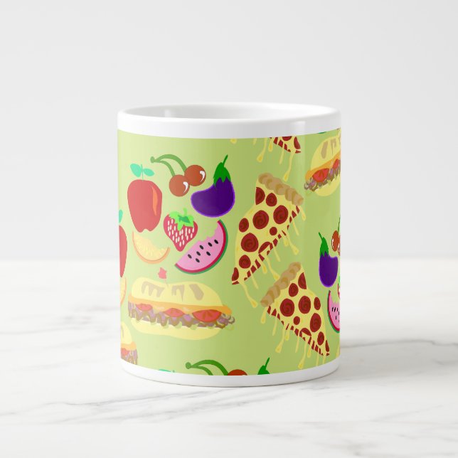 Tasty Cute Food Pattern Fun Design Pattern Large Coffee Mug (Front)