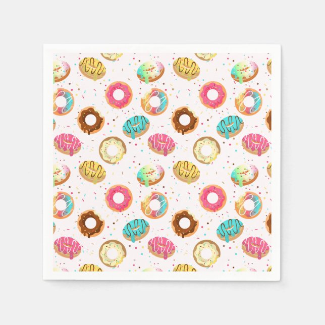 Tasty Doughnuts Seamless Pattern Napkin (Front)