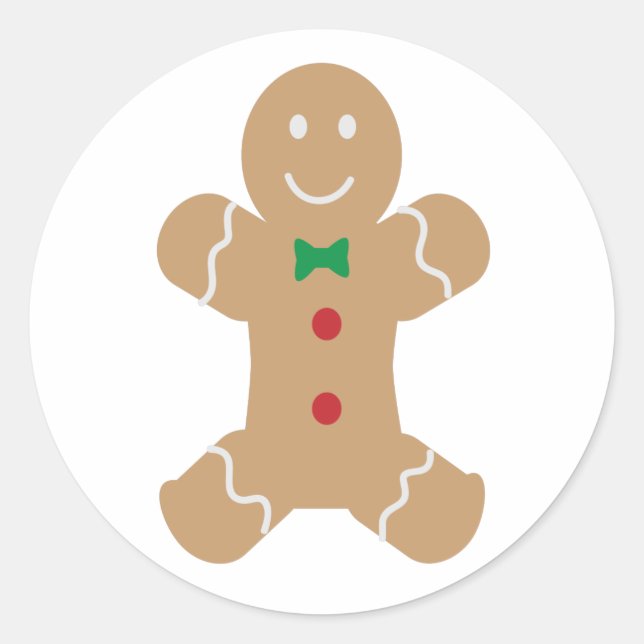 Tasty Gingerbread Man Classic Round Sticker (Front)