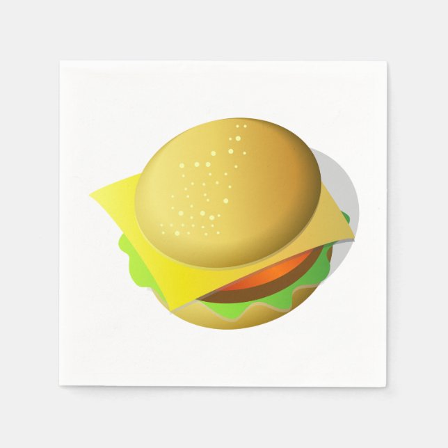 Tasty Hamburger Takeaway Food Paper Napkins (Front)