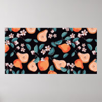 Tasty, juicy pears. Seamless pattern of fruits and