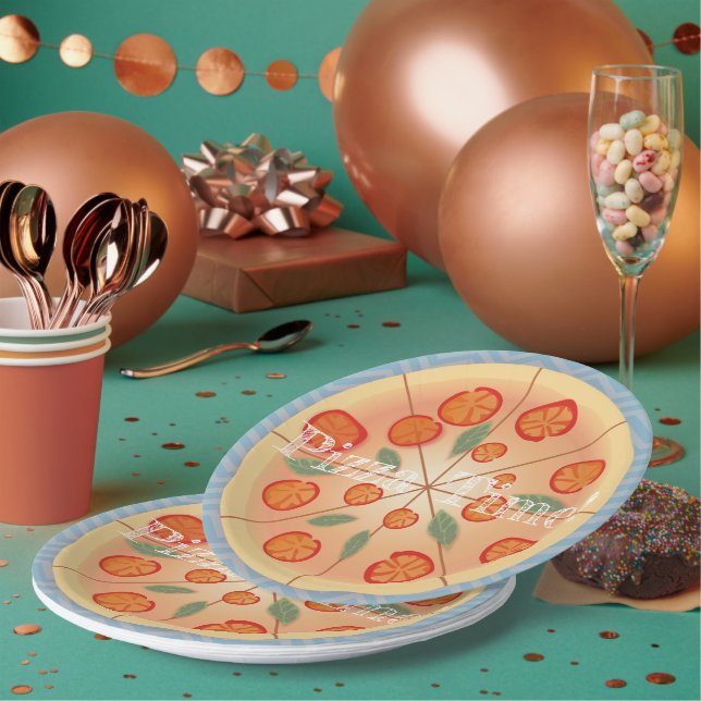 Tasty Margarita Pizza party Paper Plate (Multi)