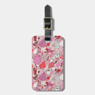 Tasty pattern with birds and flowers luggage tag
